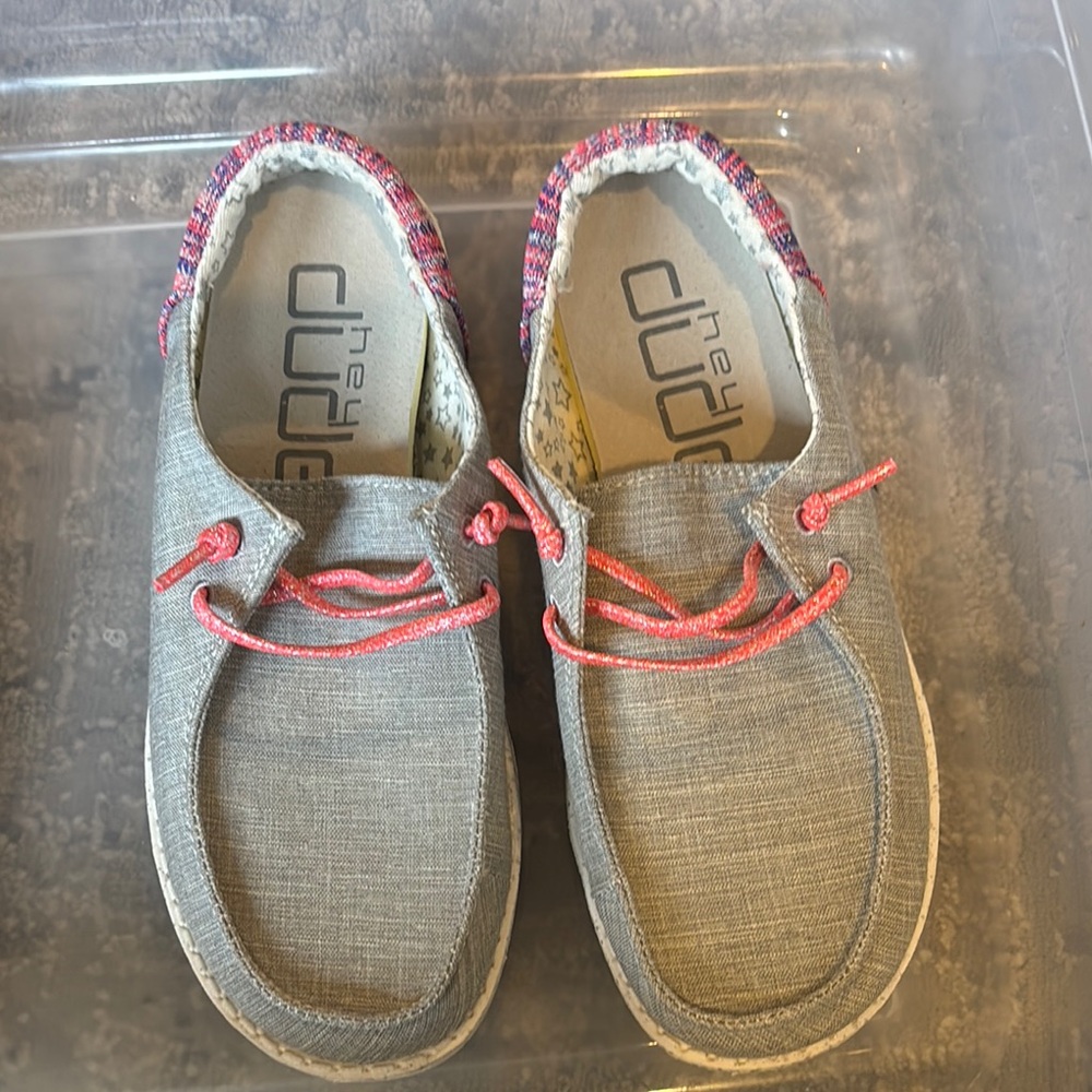 Hey Dude Kids Gray and Pink Shoes